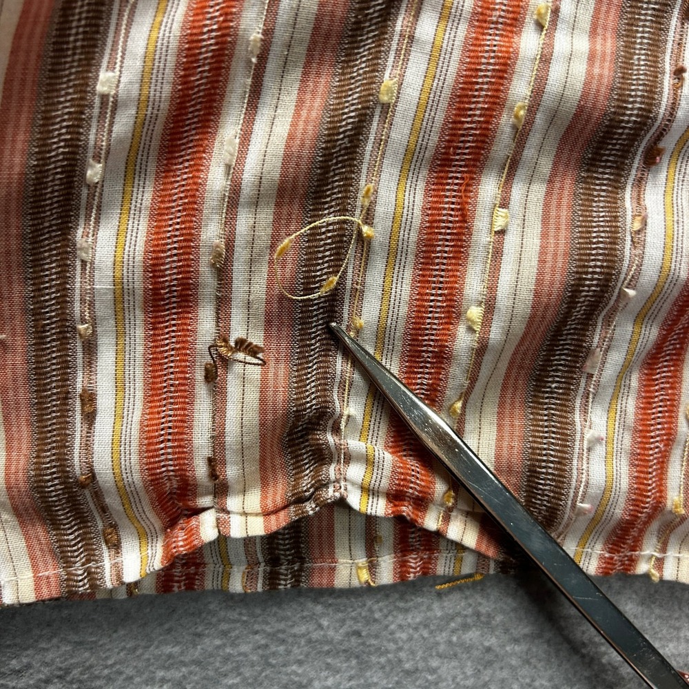 Striped Button Front 3/4 Sleeve Womens Size 8 Brown Orange Blouse  Alfred Dunner - Picture 4 of 8